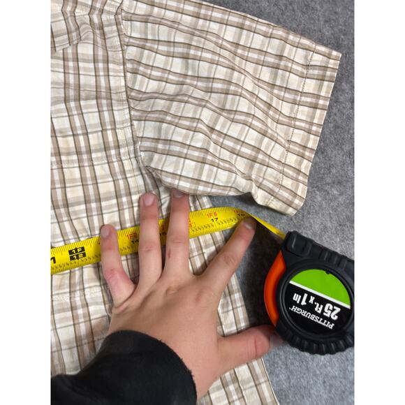 Vintage 90s U-Kan-B-U Button Up Shirt Boys Large Brown Plaid Grunge Gothic Work - Picture 4 of 5